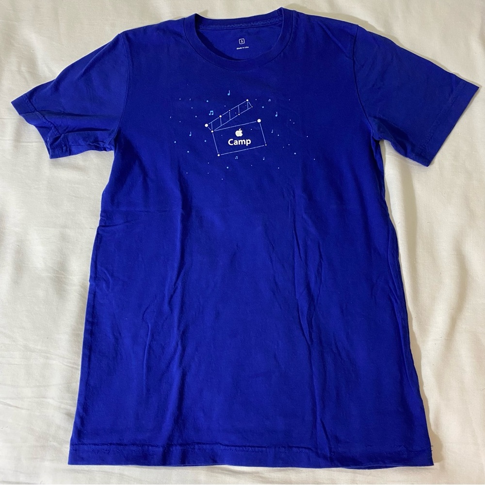 Apple Camp Blue Tee Shirt Short Sleeve Size Small Make Movie Magic Director Cut